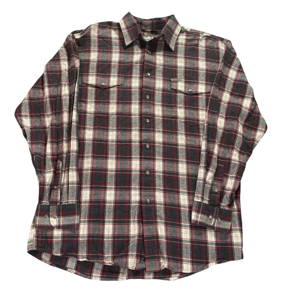 Powder River Outfitters Pearl Snap Flannel Shirt Men's LT Plaid Western
